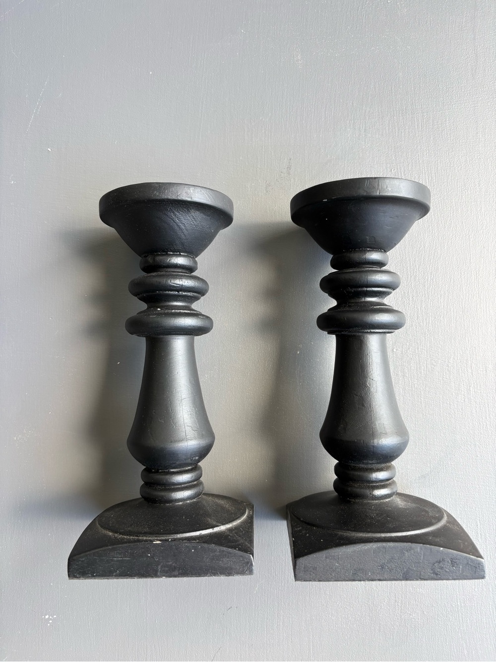 Black Wooded Candle Sticks Halloween Decor Monocrome Decor Dark Academia